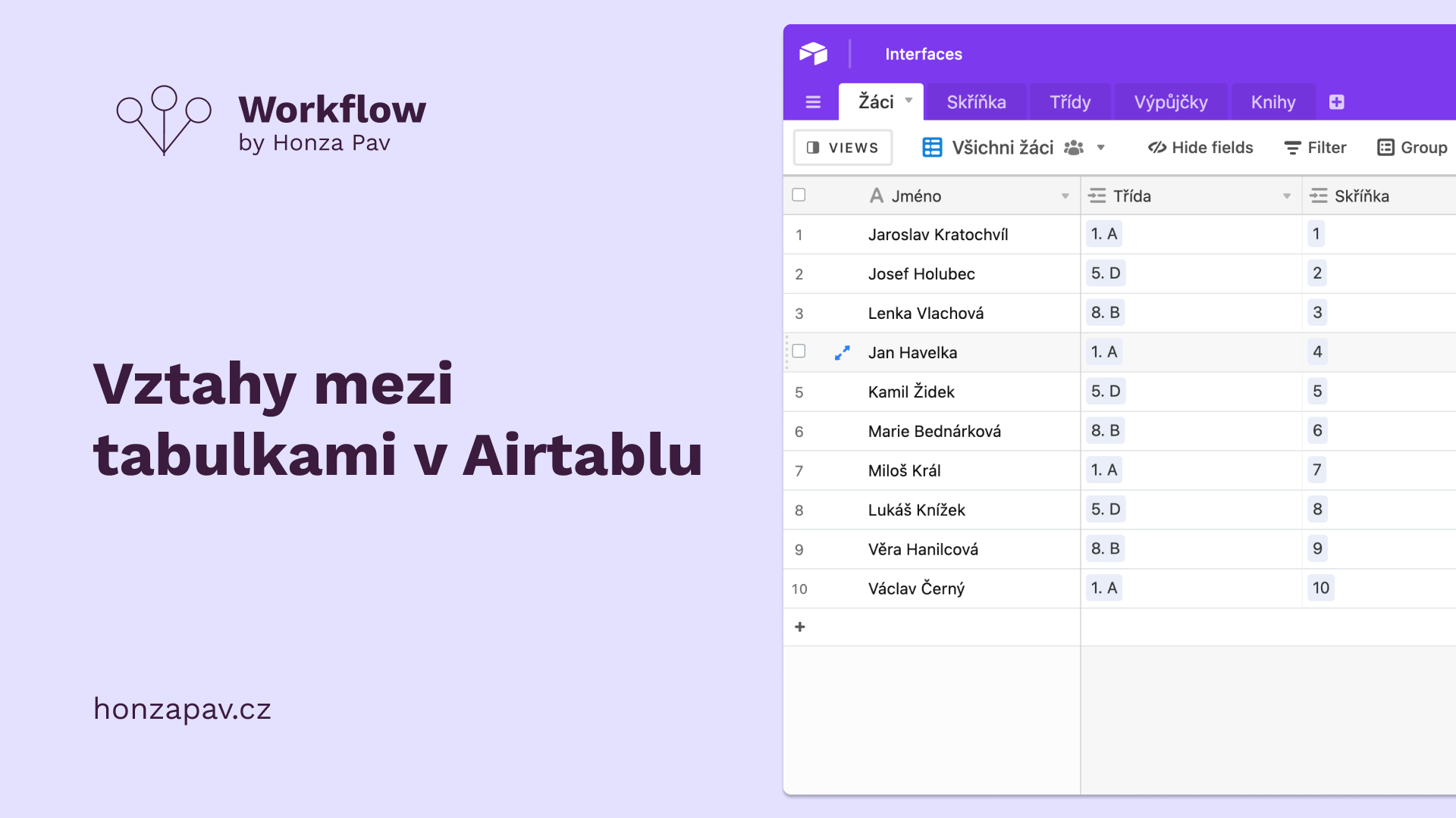 Vztahy mezi tabulkami v Airtablu