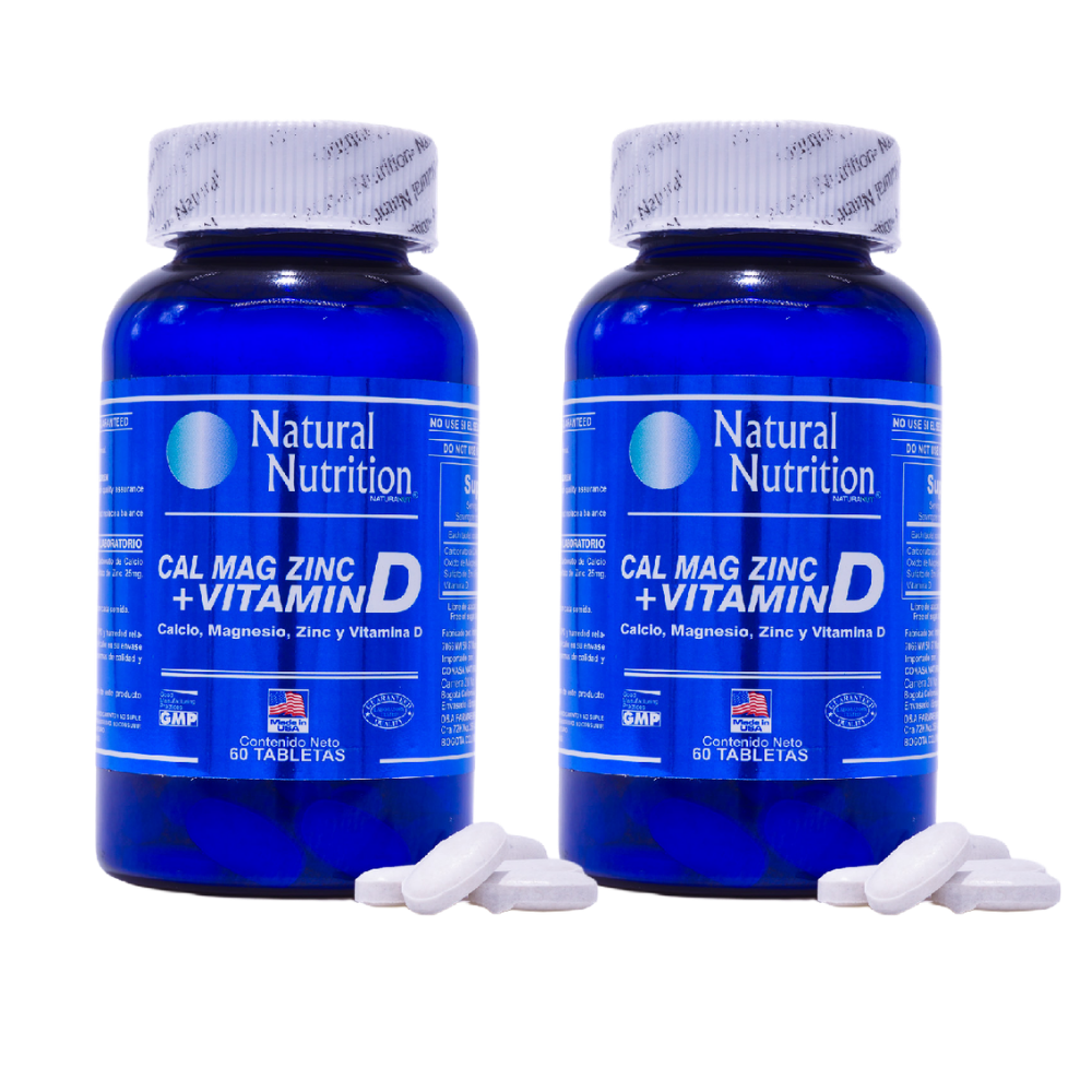 Calcio Magnesio y Zinc + Vitamina D3 - DUO - 60 tabletas