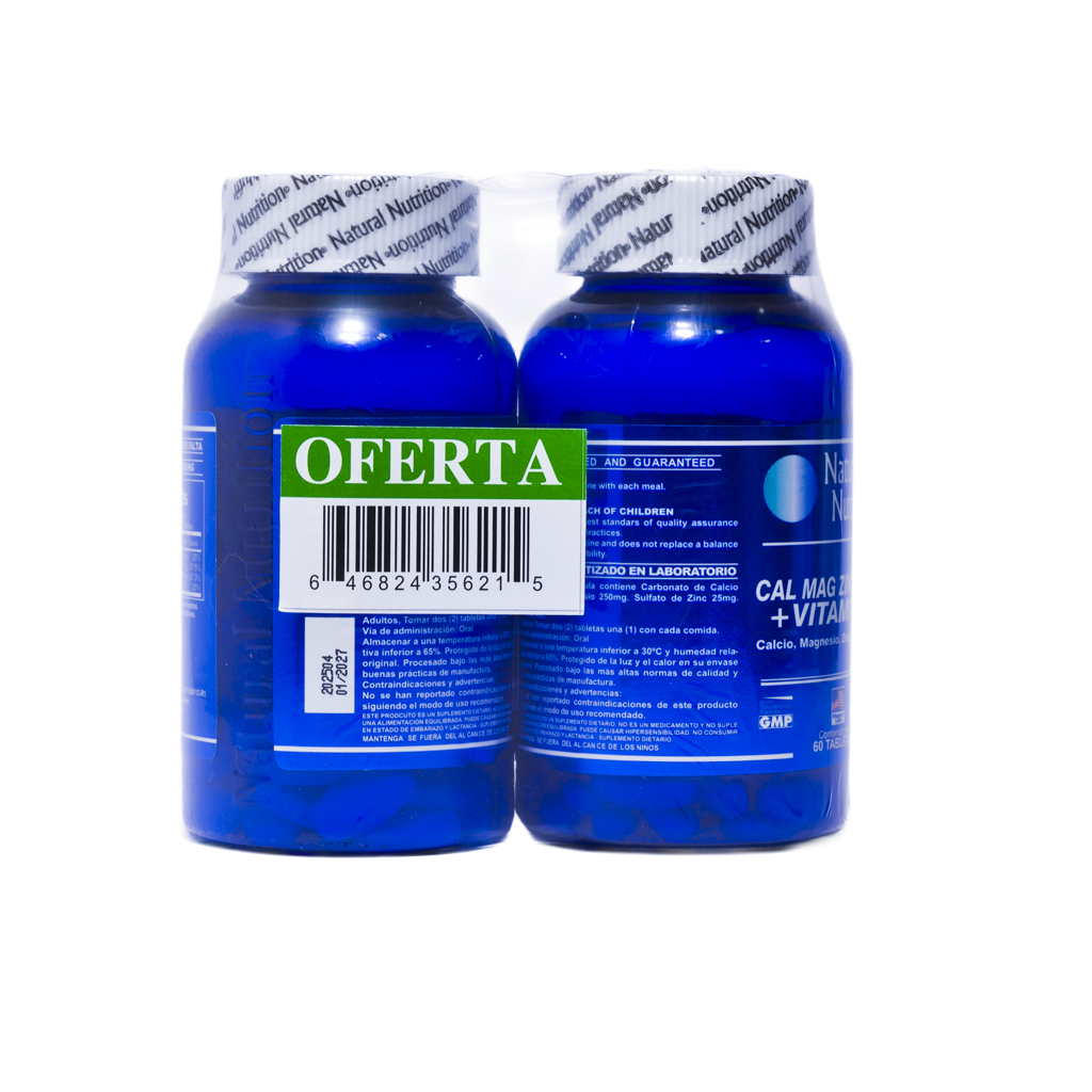 Calcio Magnesio y Zinc + Vitamina D3 - 2x1 60 tabletas