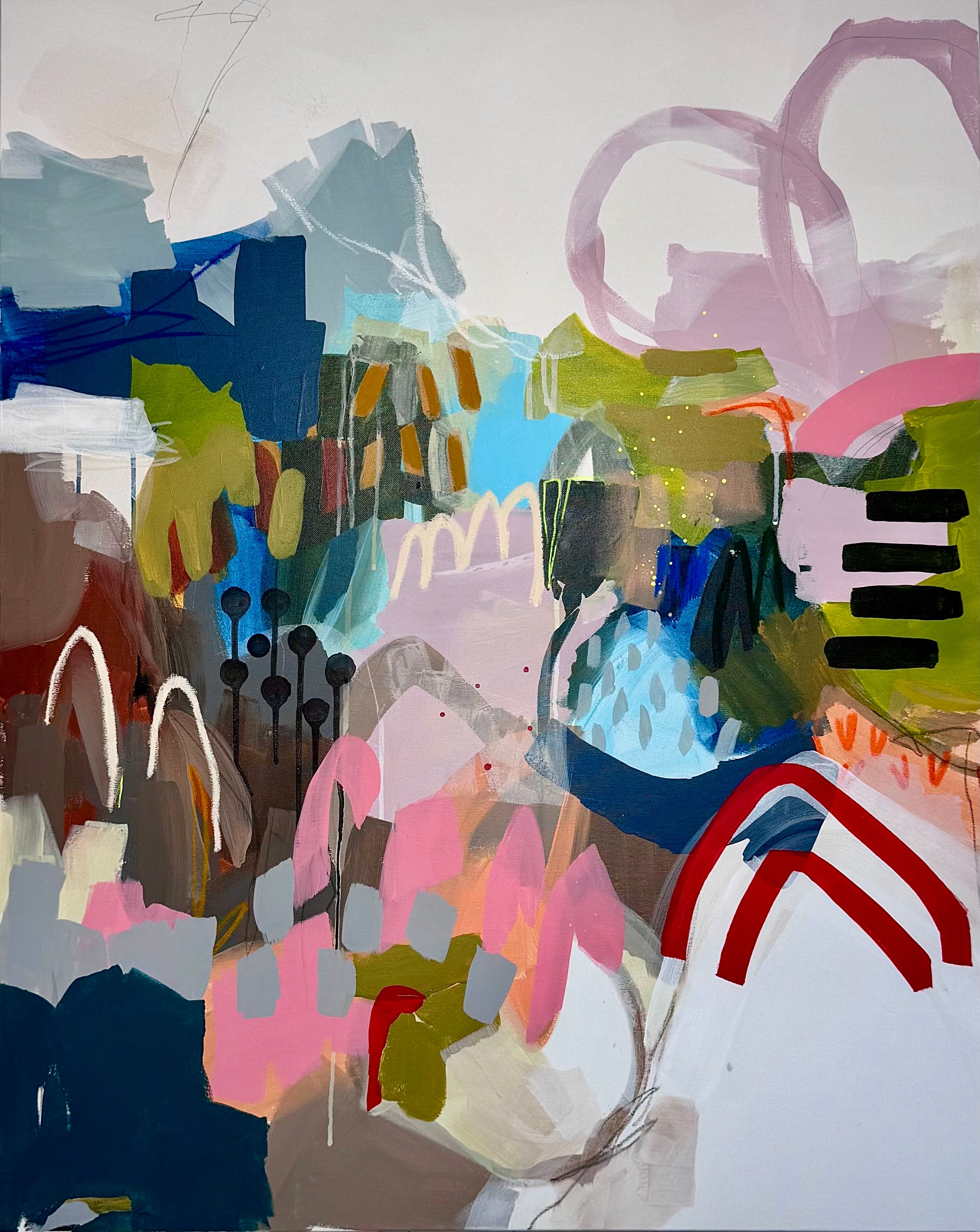 Abstract painting inspired by memories, layered emotions, and the traces of the past. Soft colors and expressive forms create a poetic and contemplative atmosphere.
