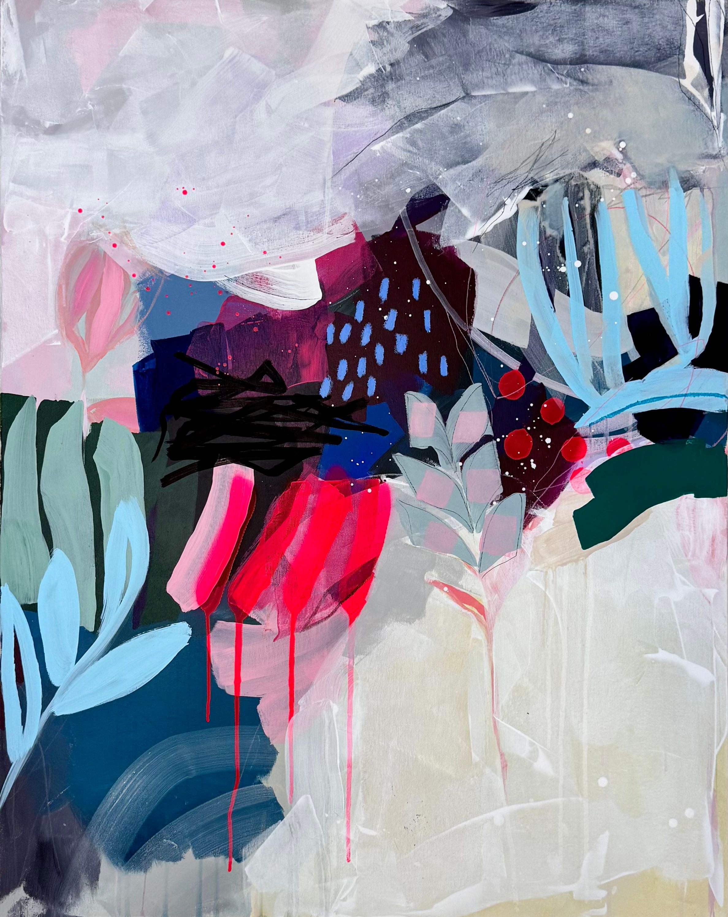 An expressive abstract composition inspired by the quiet strength of letting go. Contrasting colors and layered textures evoke a moment of release, where uncertainty gives way to freedom, growth, and inner peace.