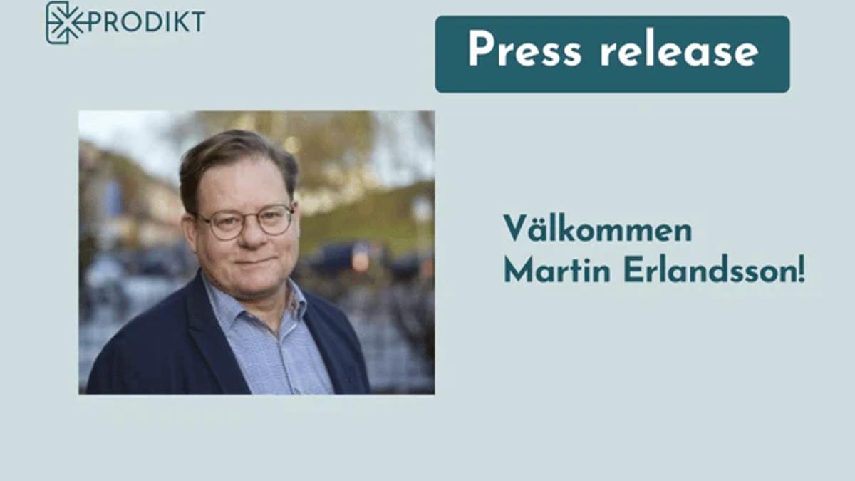 Portrait of Martin Erlandsson next to the words “Välkommen Martin Erlandsson!” on a Prodikt banner