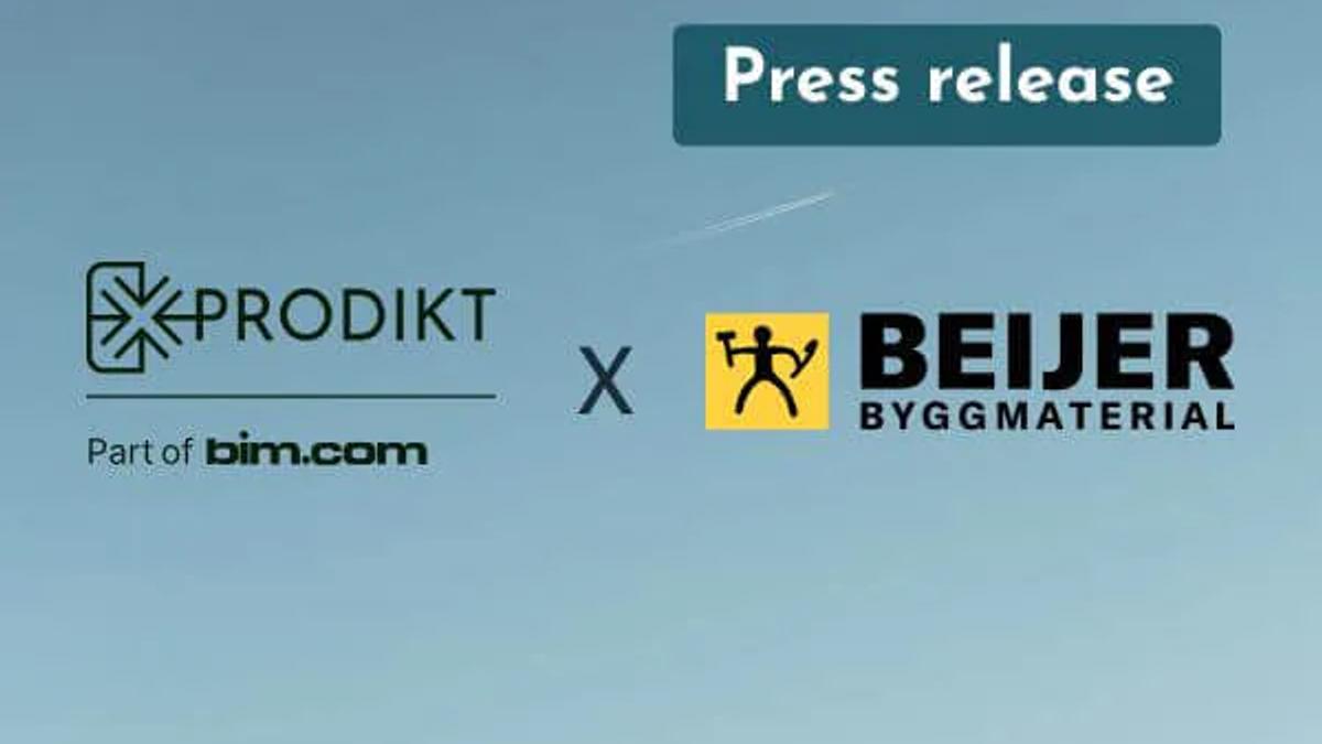 Prodikt, part of bim.com, and Beijer Byggmaterial logos joined by an X