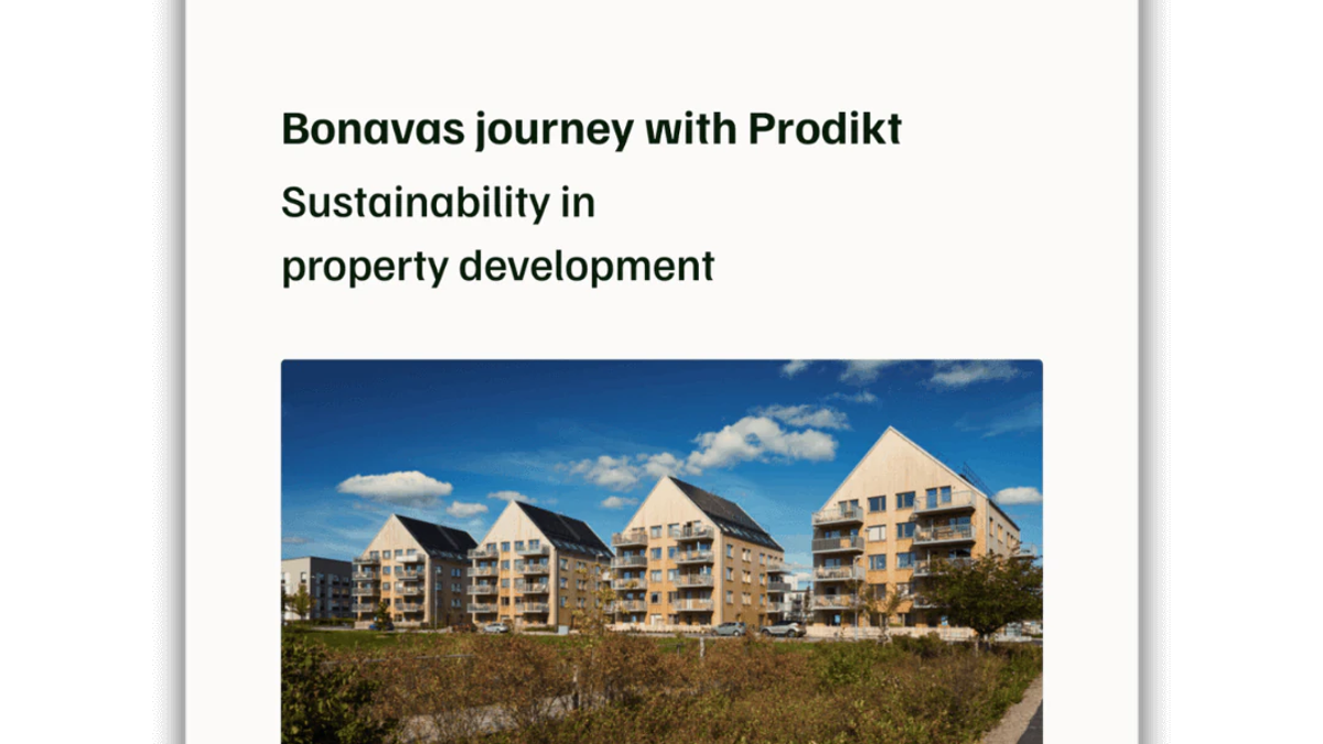 Cover of the Bonava customer case: apartment buildings with solar panels on their roofs, with the Prodikt and Bonava logos