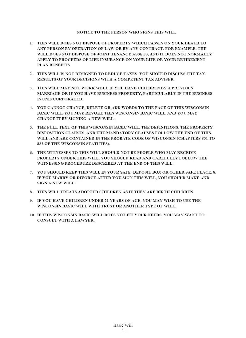 Statutory Basic Will
