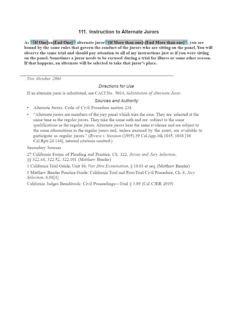 Instruction to Alternate Jurors