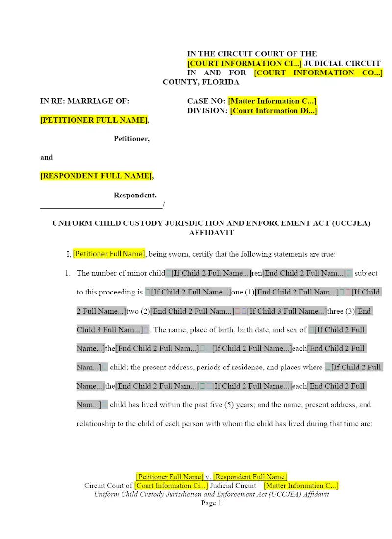 UCCJEA Affidavit