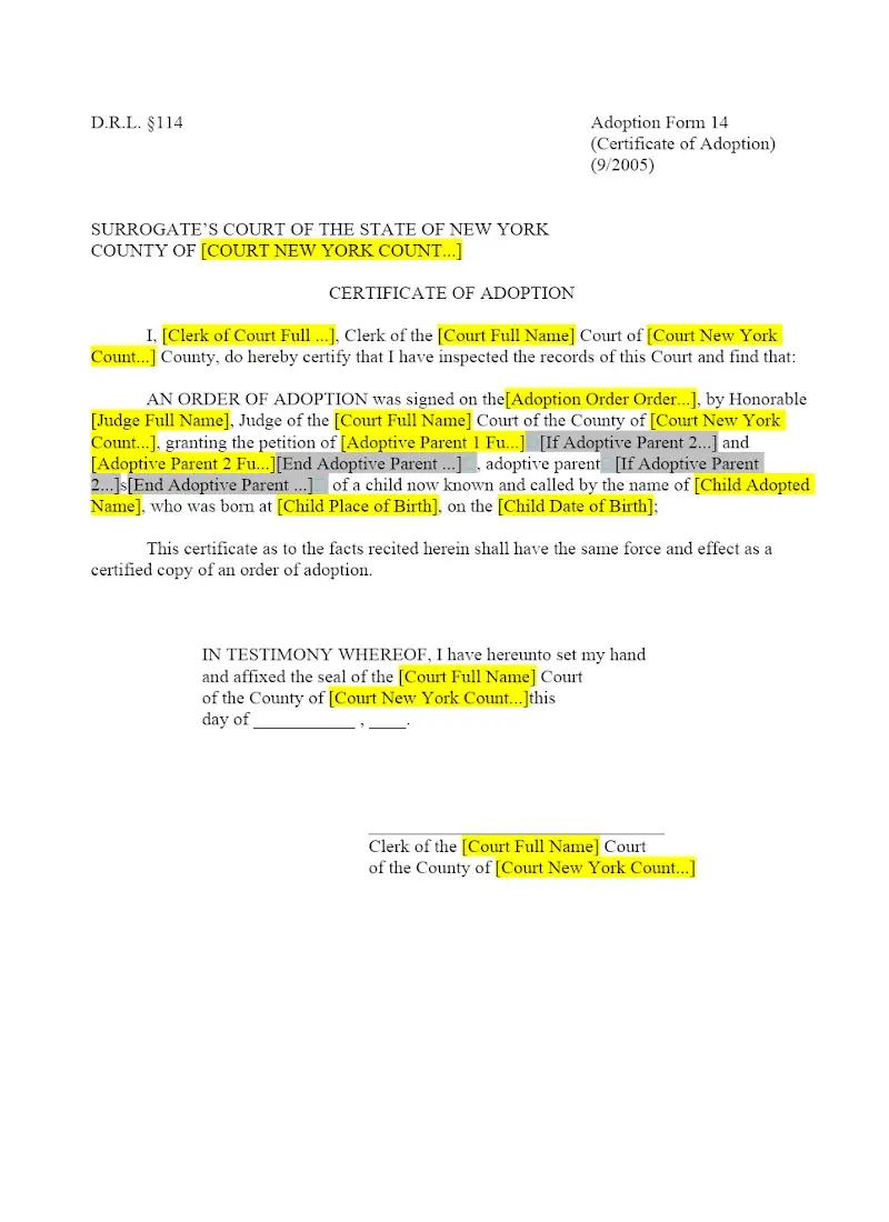 Certificate Of Adoption (14)