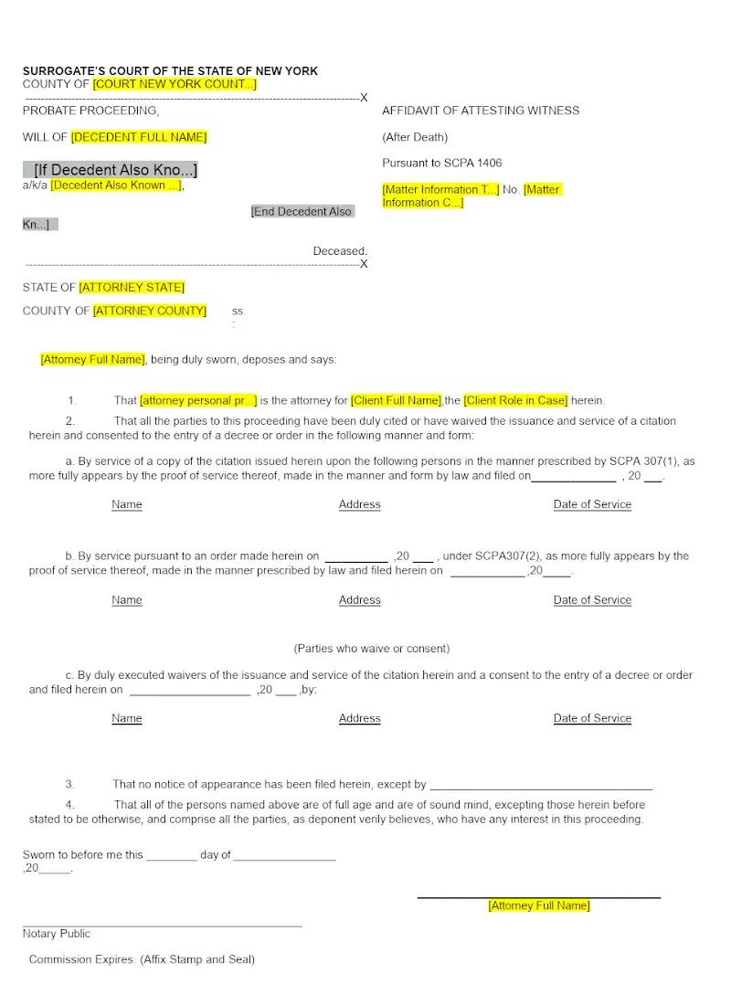 Affidavit of Regularity (Form A-7)