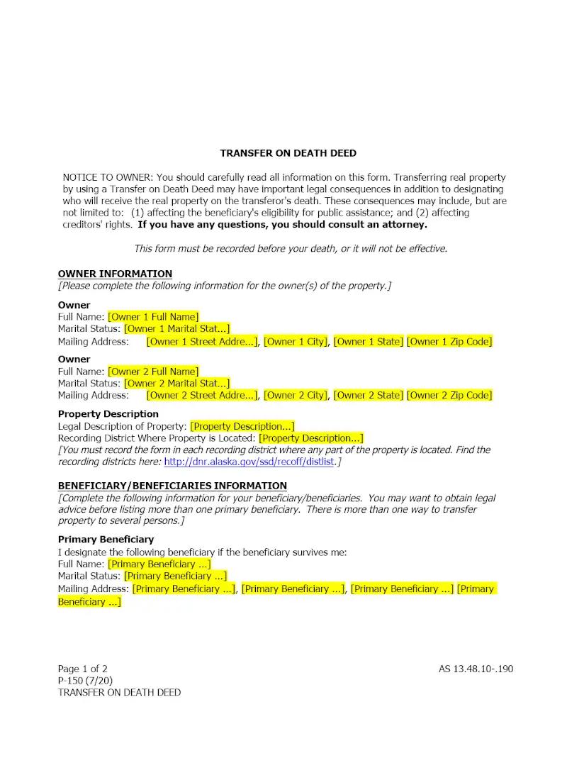 Transfer on Death Deed (P-150)