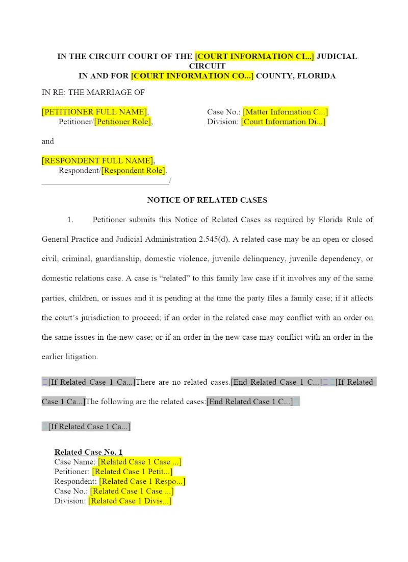Notice of Related Cases (12.900(h) )
