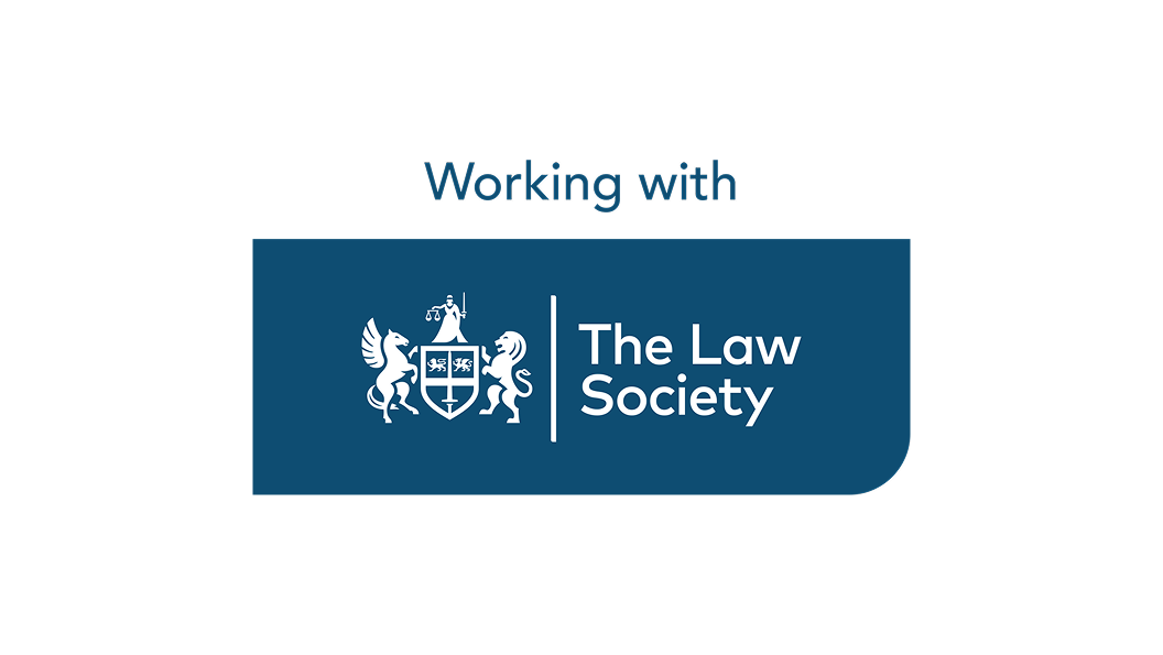 Working with The Law Society logo.