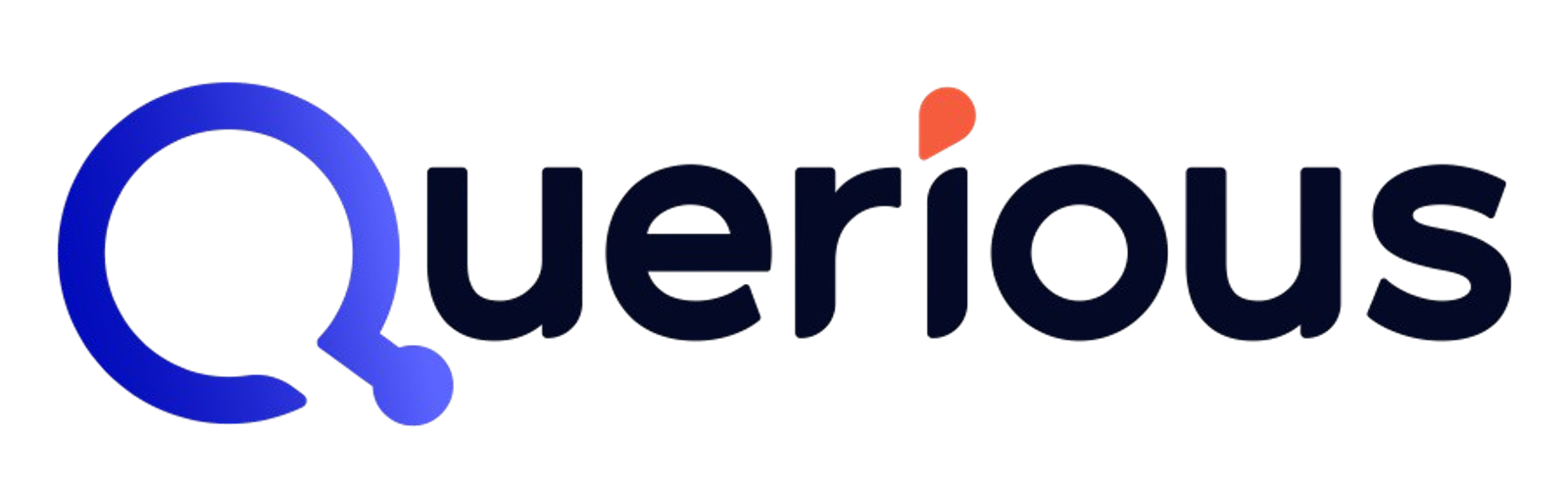 Querius logo with a blue magnifying glass Q and an orange dot on the i.