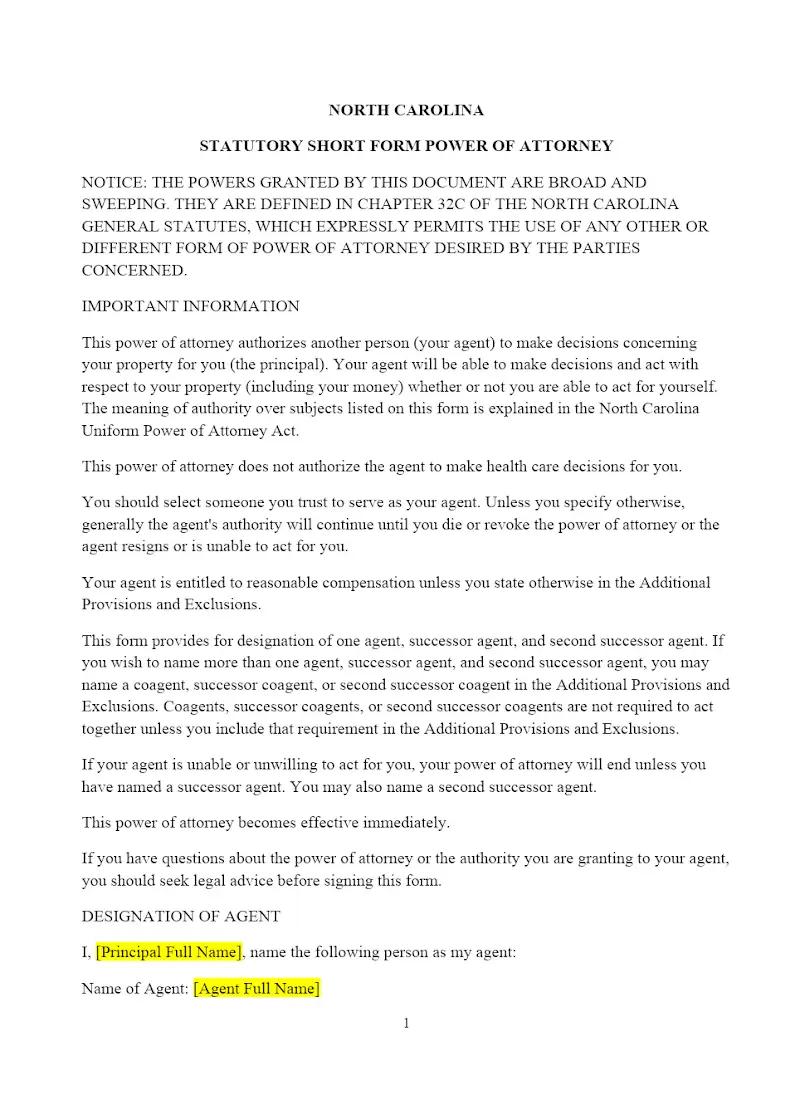 Statutory Power of Attorney