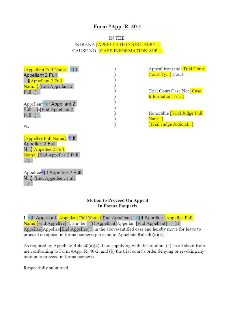 In Forma Pauperis Motion (40-1)