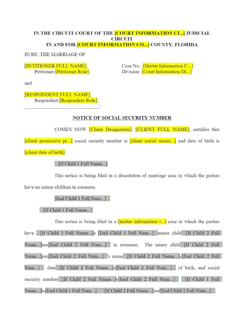 Notice of Social Security Number (12.902(j) )