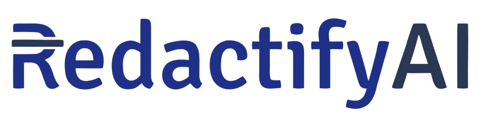 RedactifyAI logo with a redaction line through the letter R.