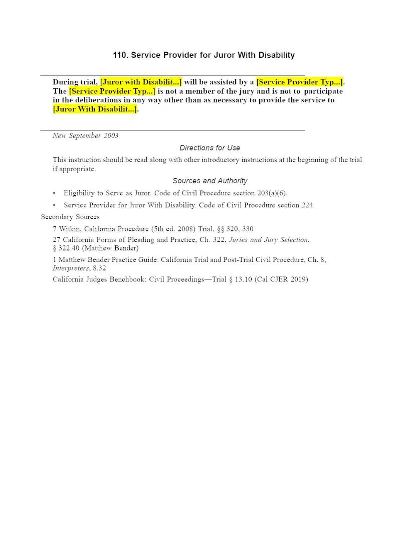 Service Provider for Juror with Disability