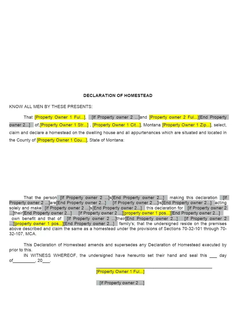 Declaration of Homestead