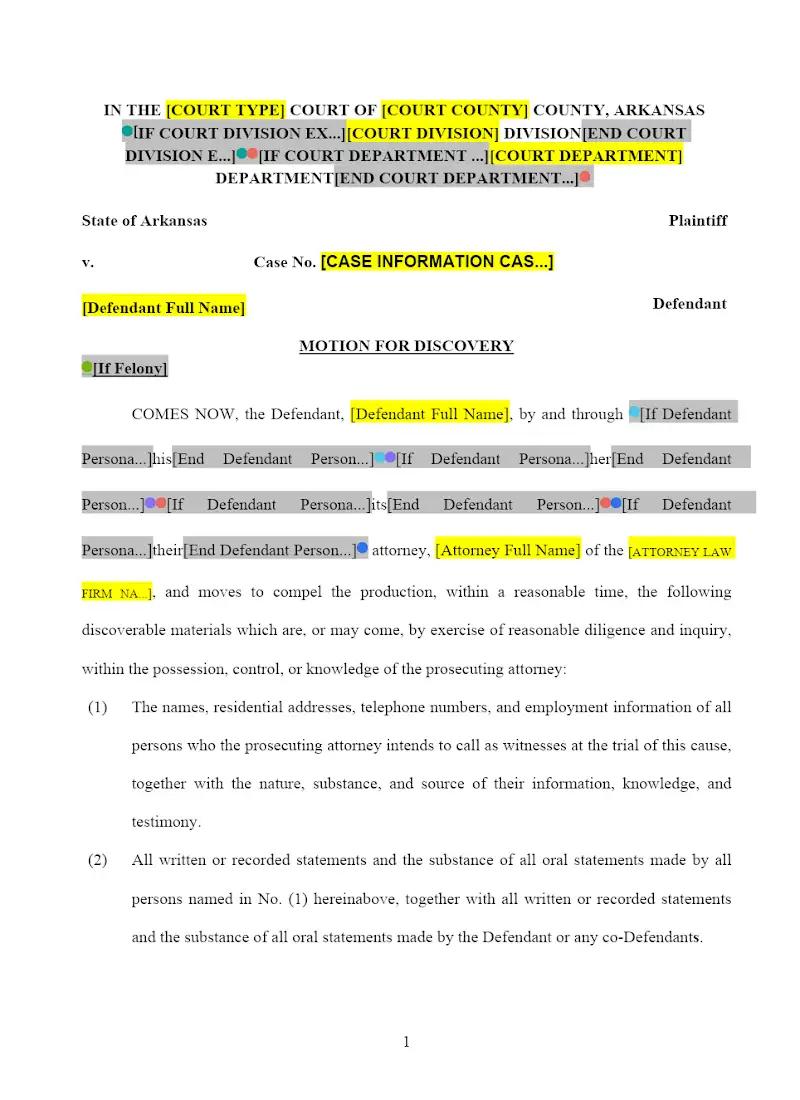 Motion for Discovery