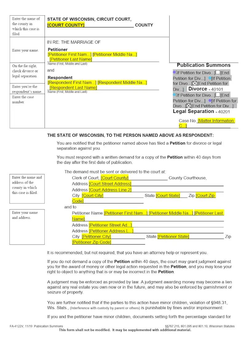 Publication Summons (FA-4122V)