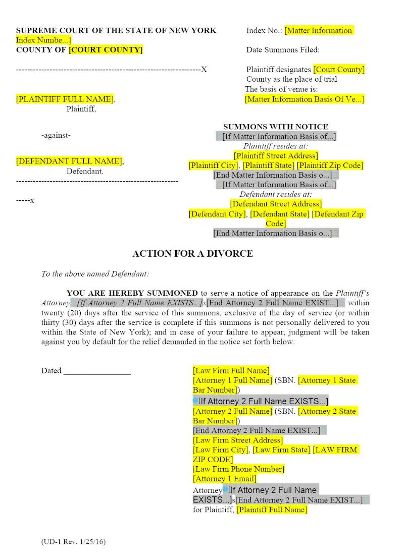 Summons with Notice (UD-1)