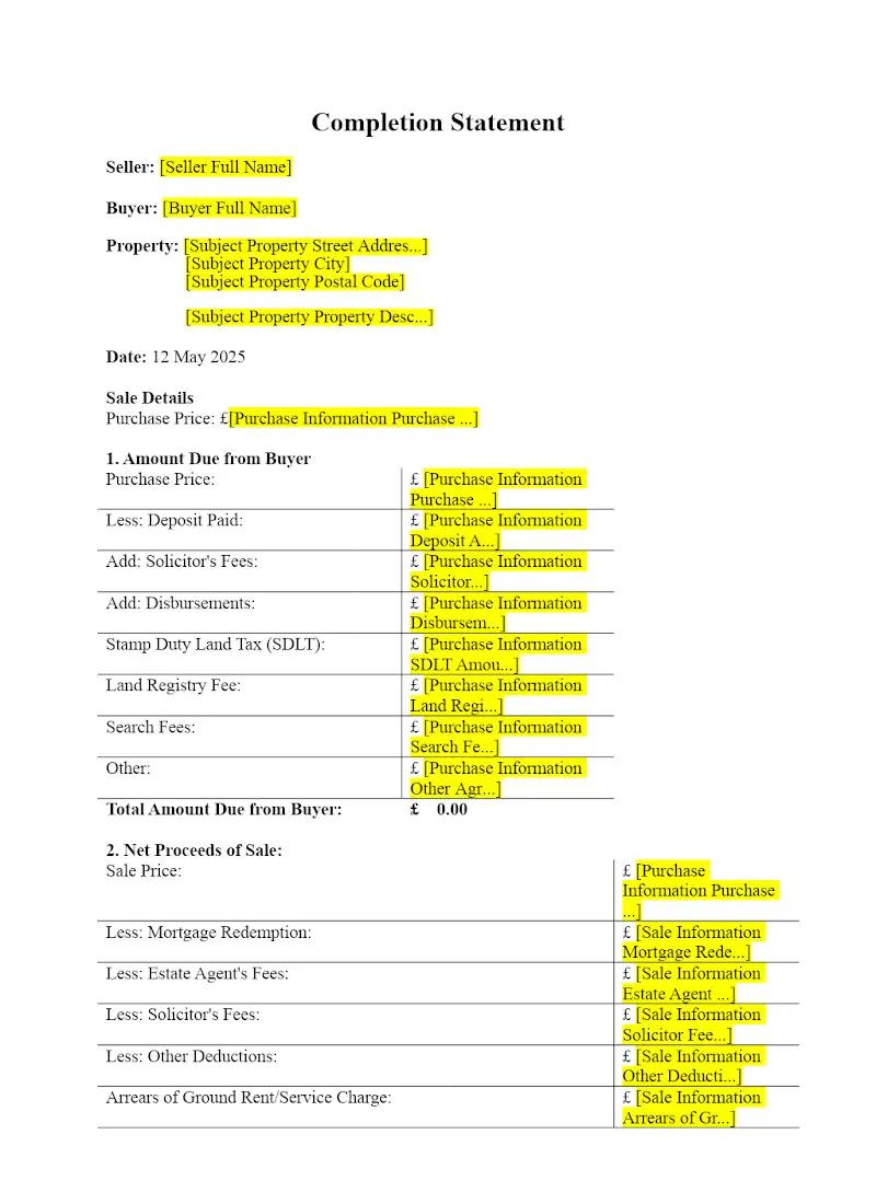 Completion Statement