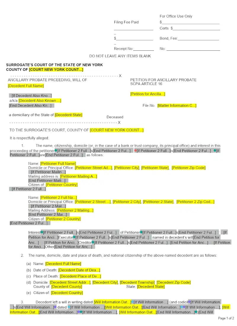 Petition for Ancillary Probate