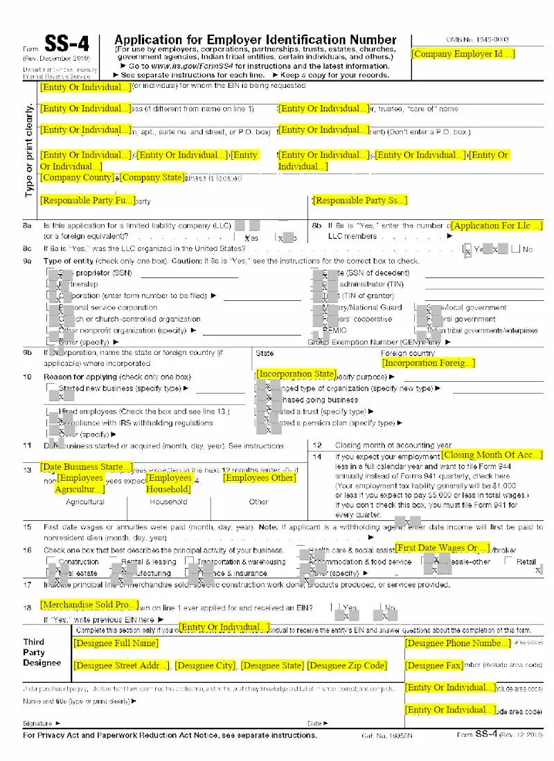 Application for EIN (SS-4)