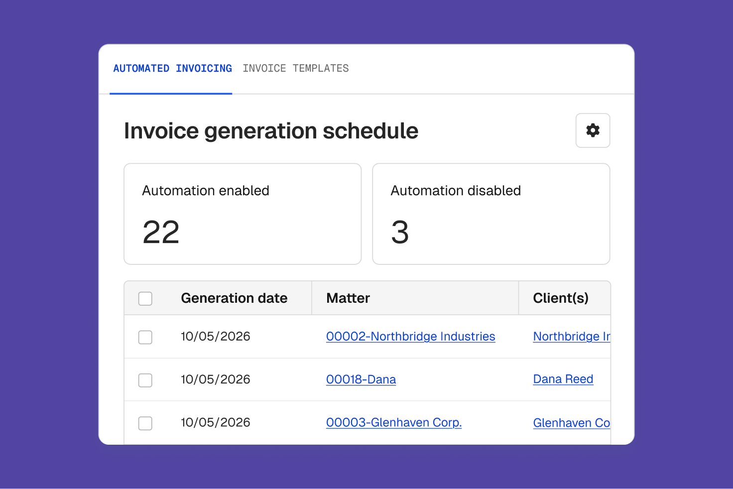 Clio billing and invoice screens