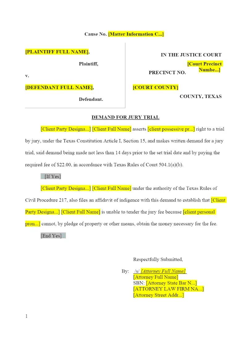 Demand for Jury Trial
