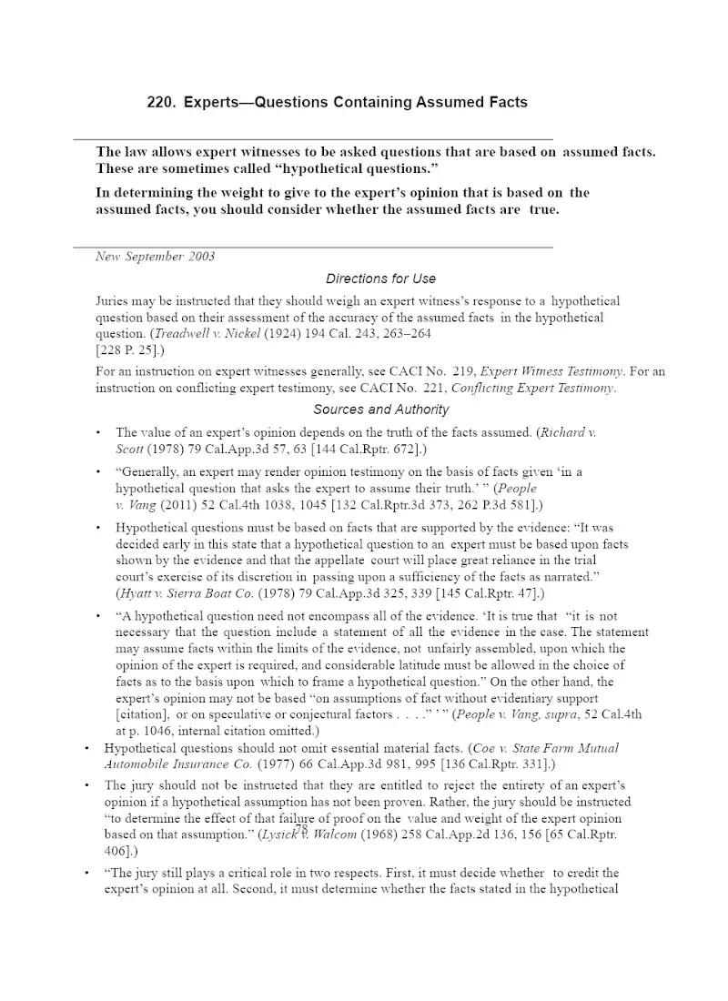 Experts and Questions Containing Assumed Facts