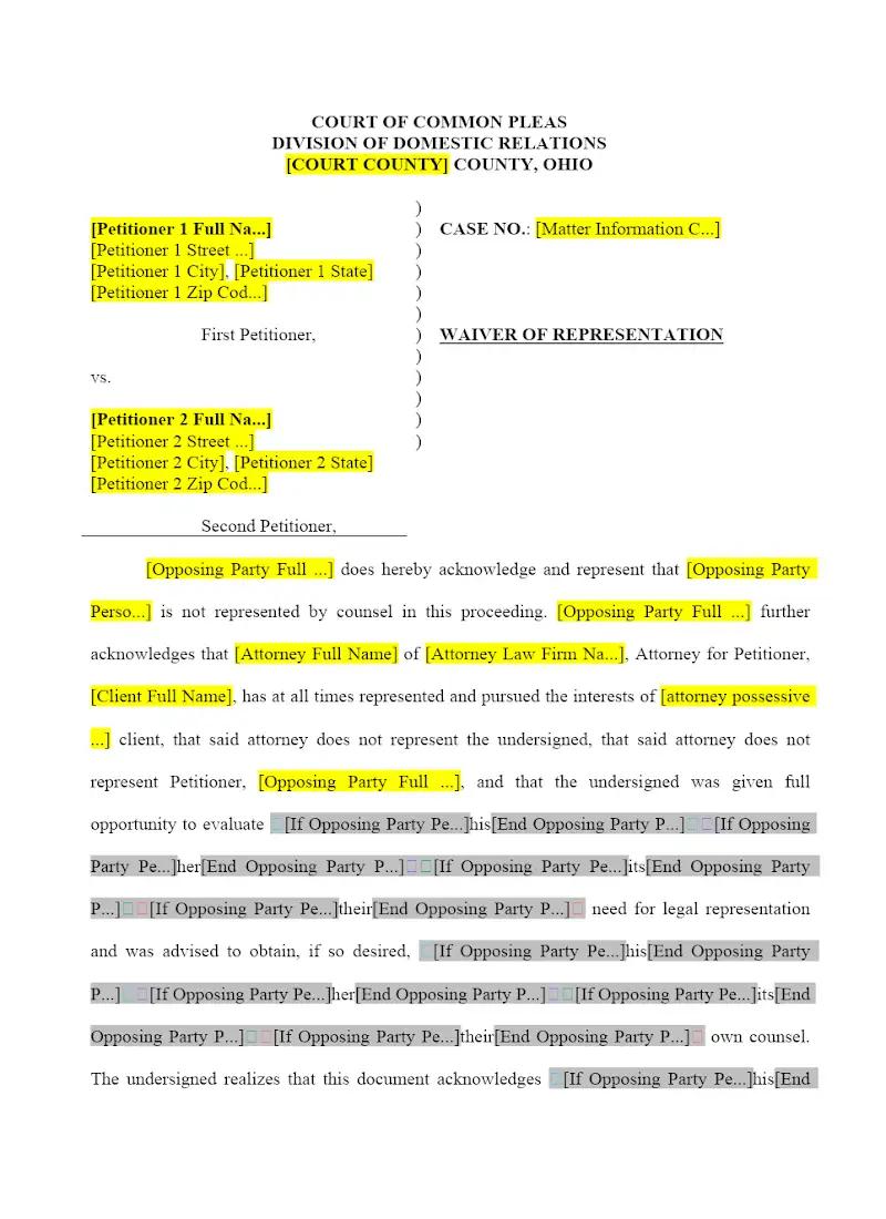 Waiver of Representation