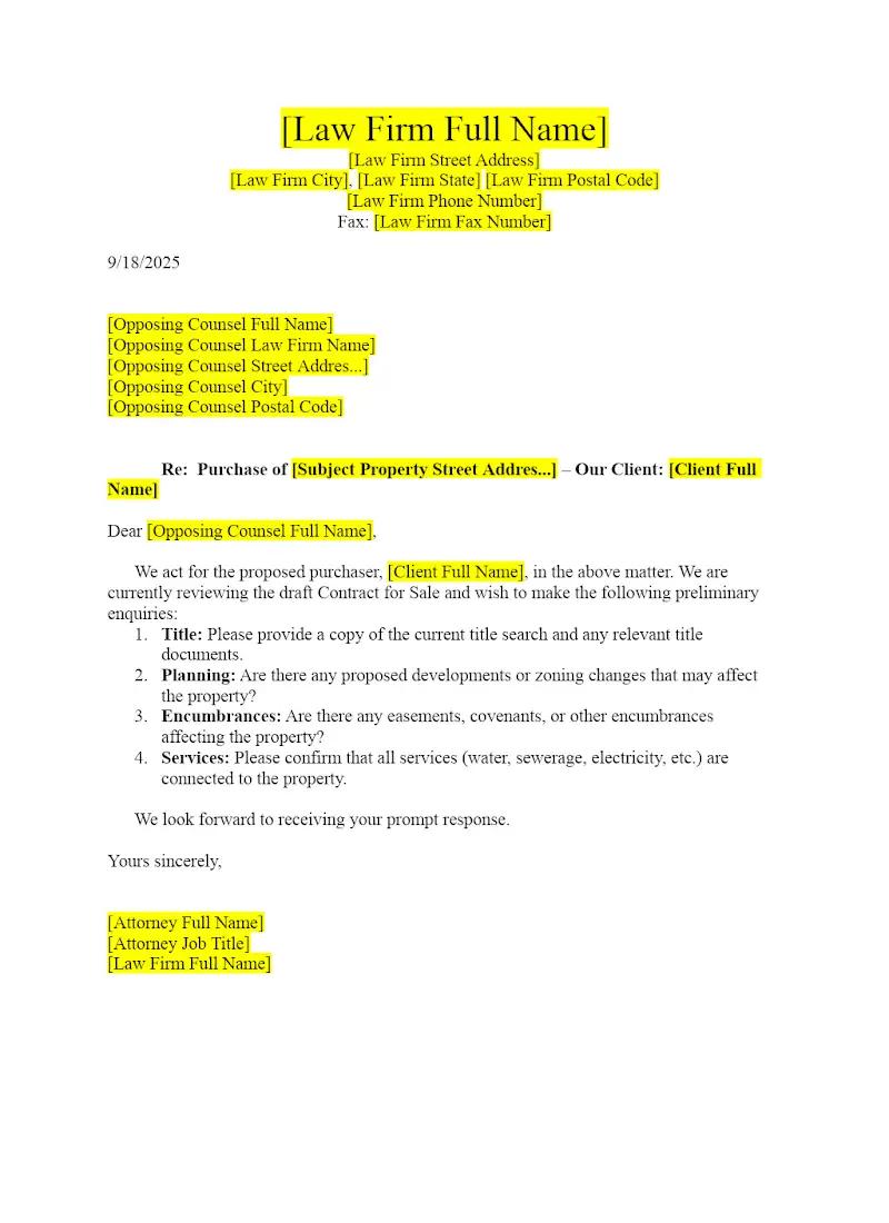 Pre-Contract Enquiries
