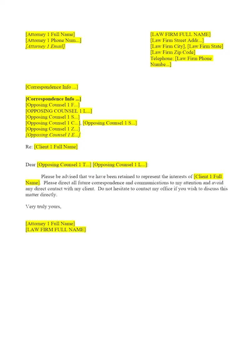 Letter of Representation