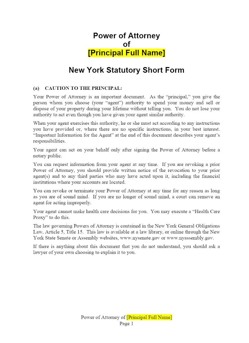Statutory Power of Attorney