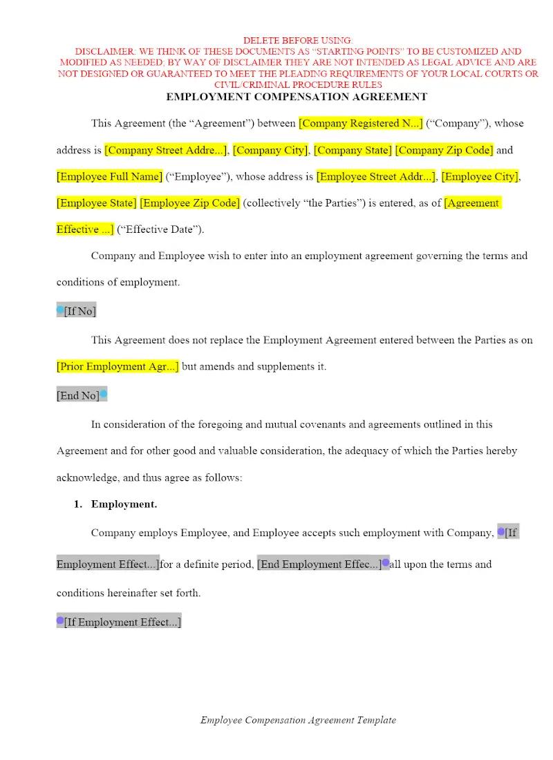 Employee Compensation Agreement