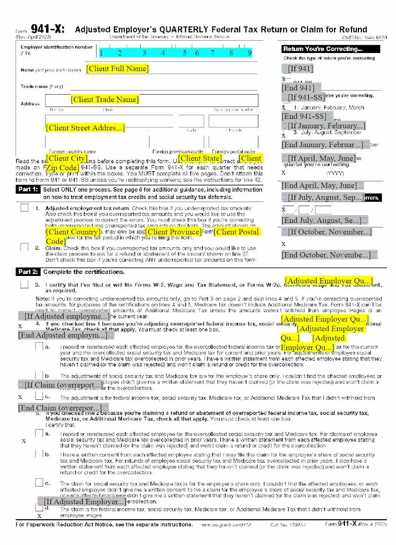 Adjusted Employer's Quarterly Federal Tax Return or Claim for Refund