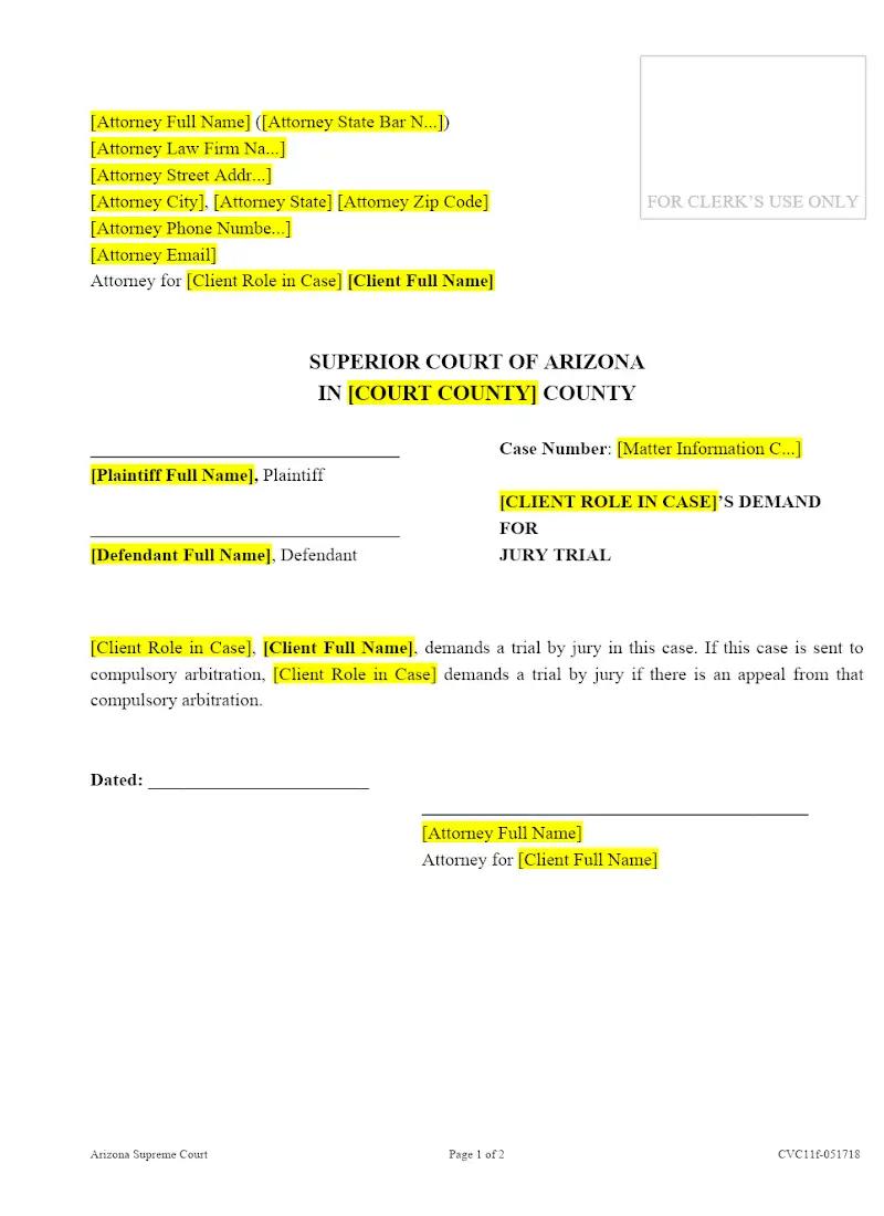Demand for Jury Trial (CVC11F)
