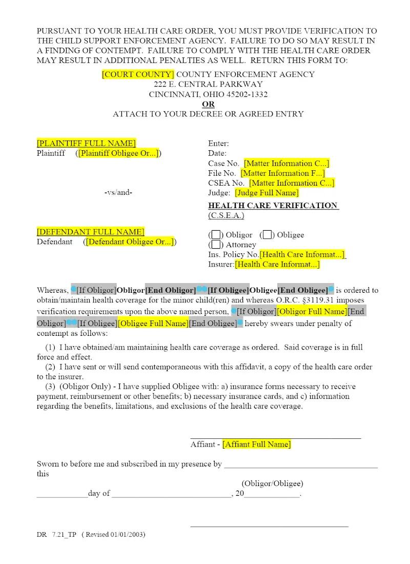 Health Care Verification (DR 7.21_TP)
