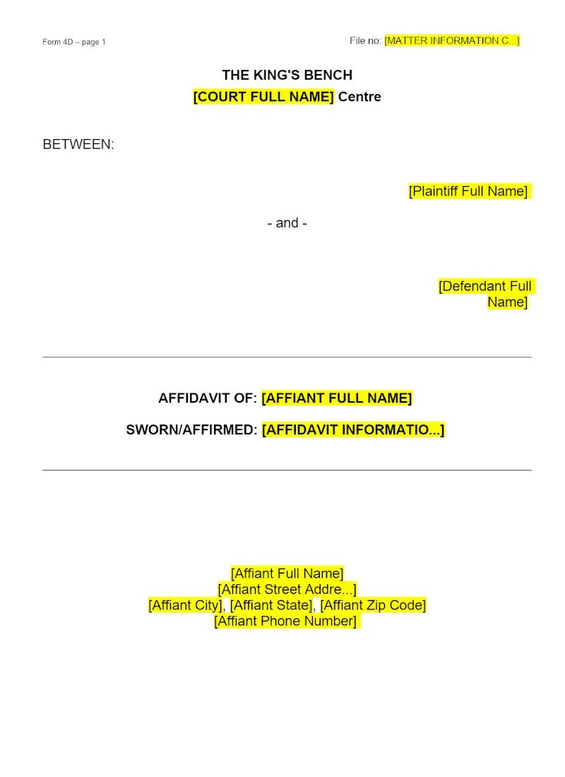 Affidavit (Form 4D)