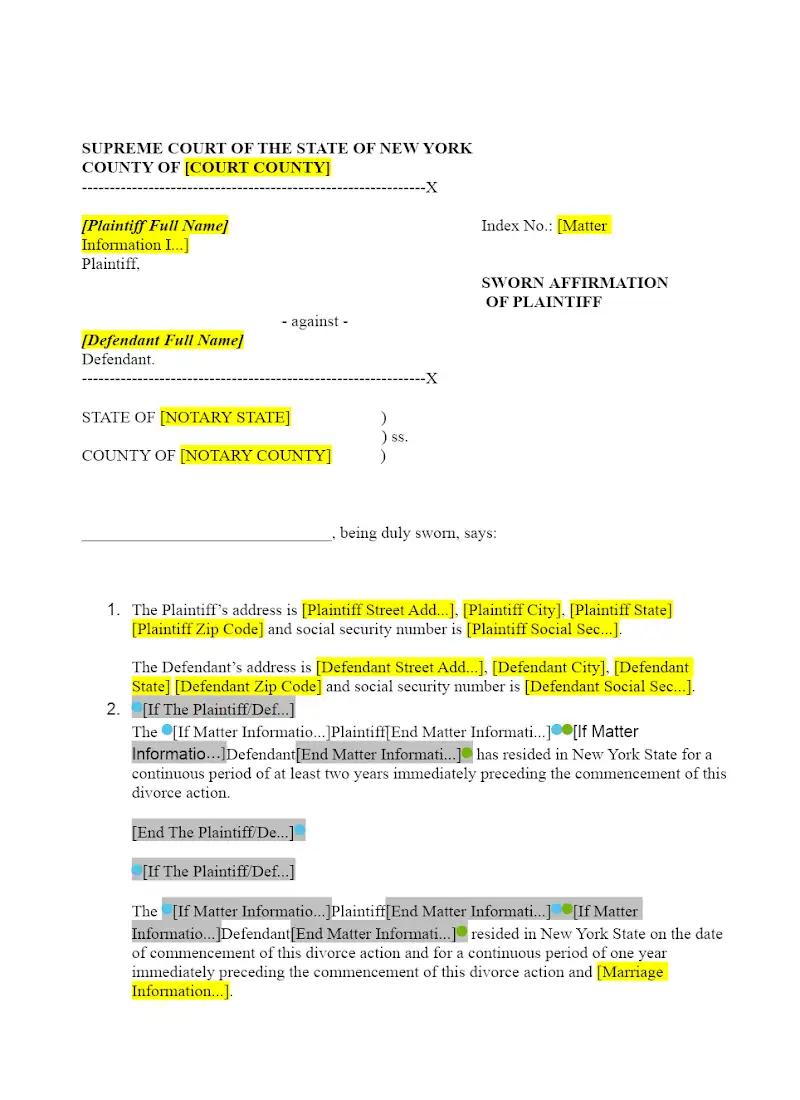 Sworn Affirmation of Plaintiff (UD-6)