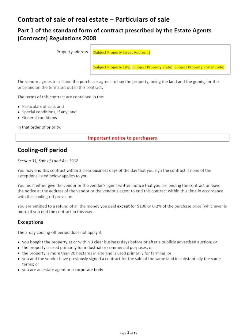 Contract for Sale of Real Estate