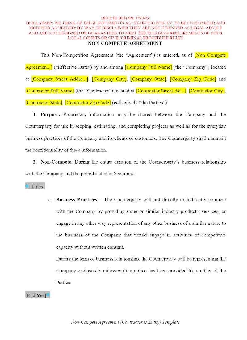 Non-Compete Agreement (Individual)