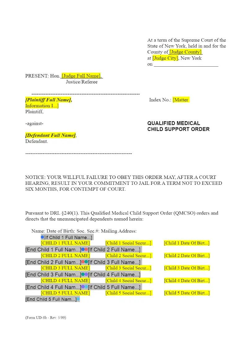 Qualified Medical Child Support Order (UD-8b)