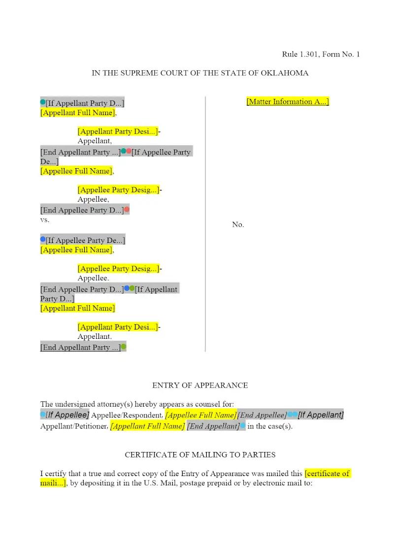 Entry of Appearance