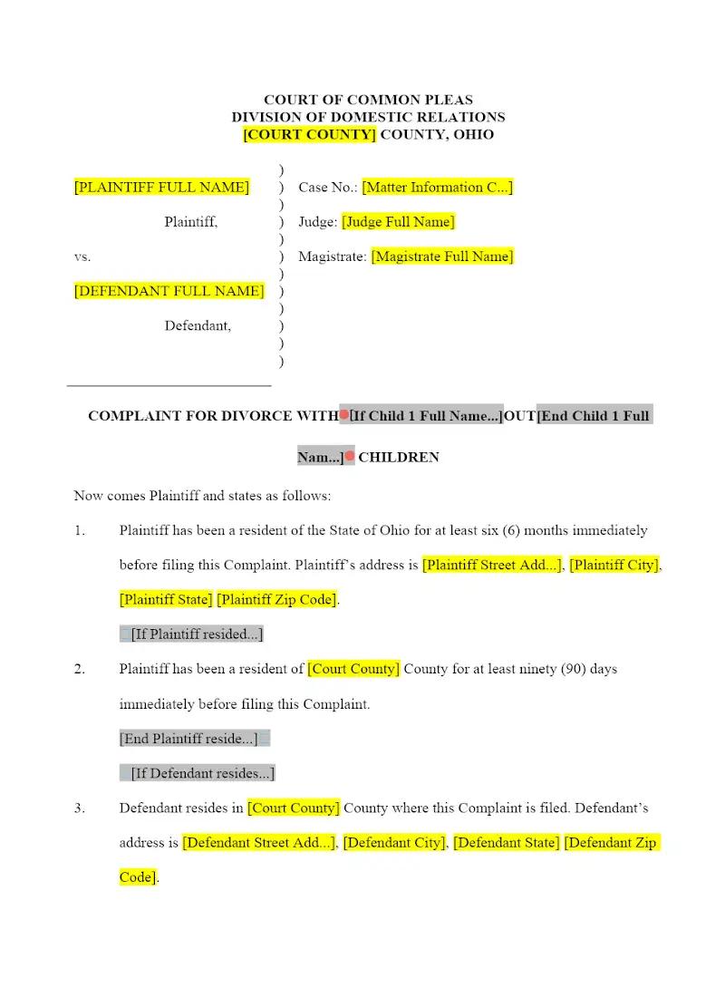 Complaint for Divorce (Form 7)