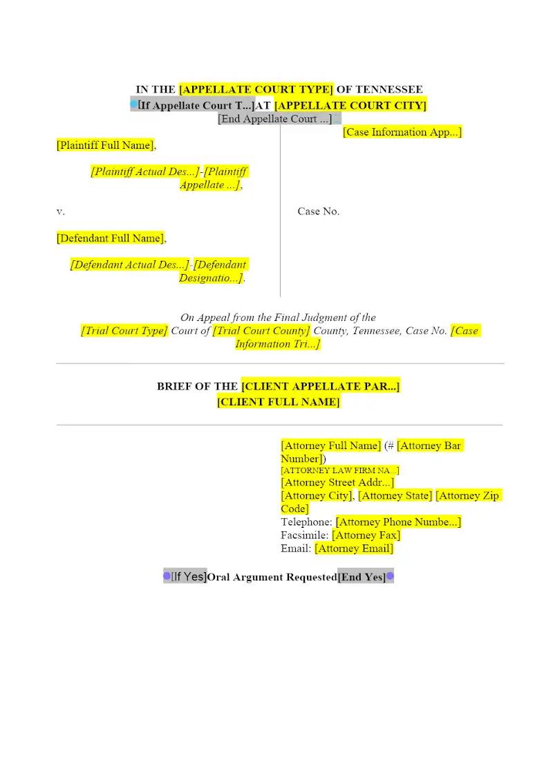Appellate Brief Cover