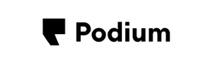 Podium logo with a black, stylized icon.