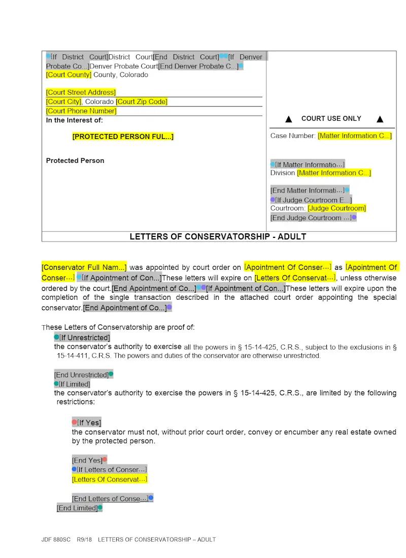 Letters of Conservatorship (JDF 880SC)